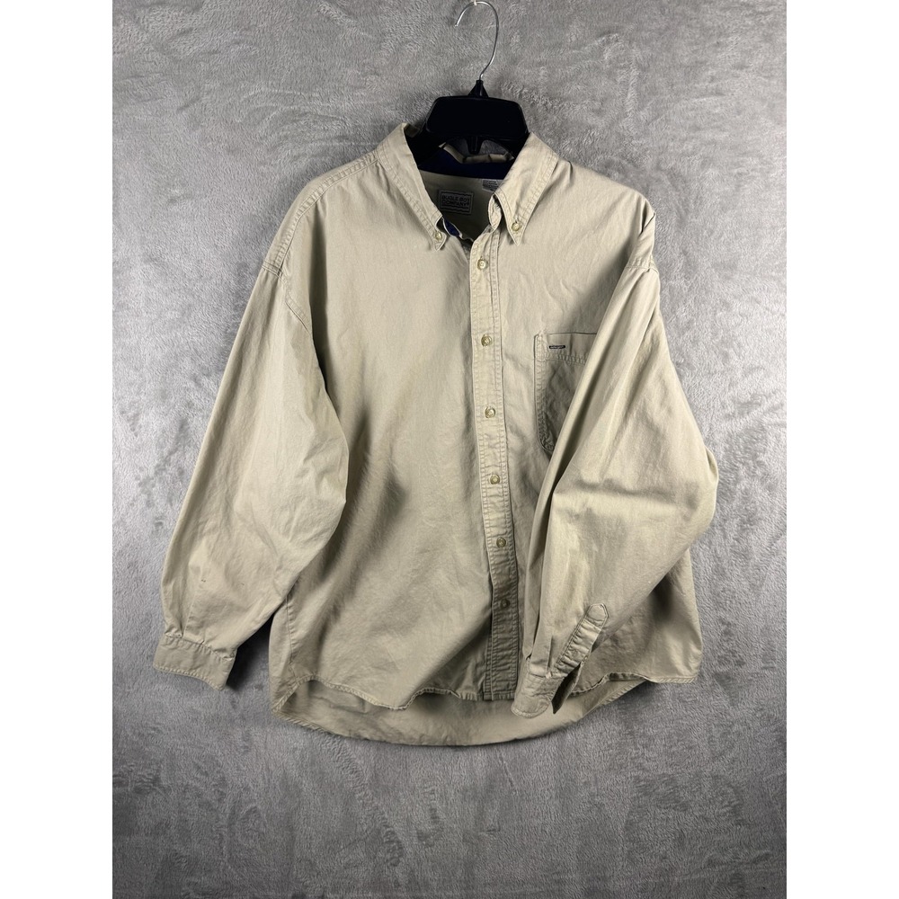Bugle Boy Company Shirt Mens XL Beige Button Down Long Sleeve Casual Cotton